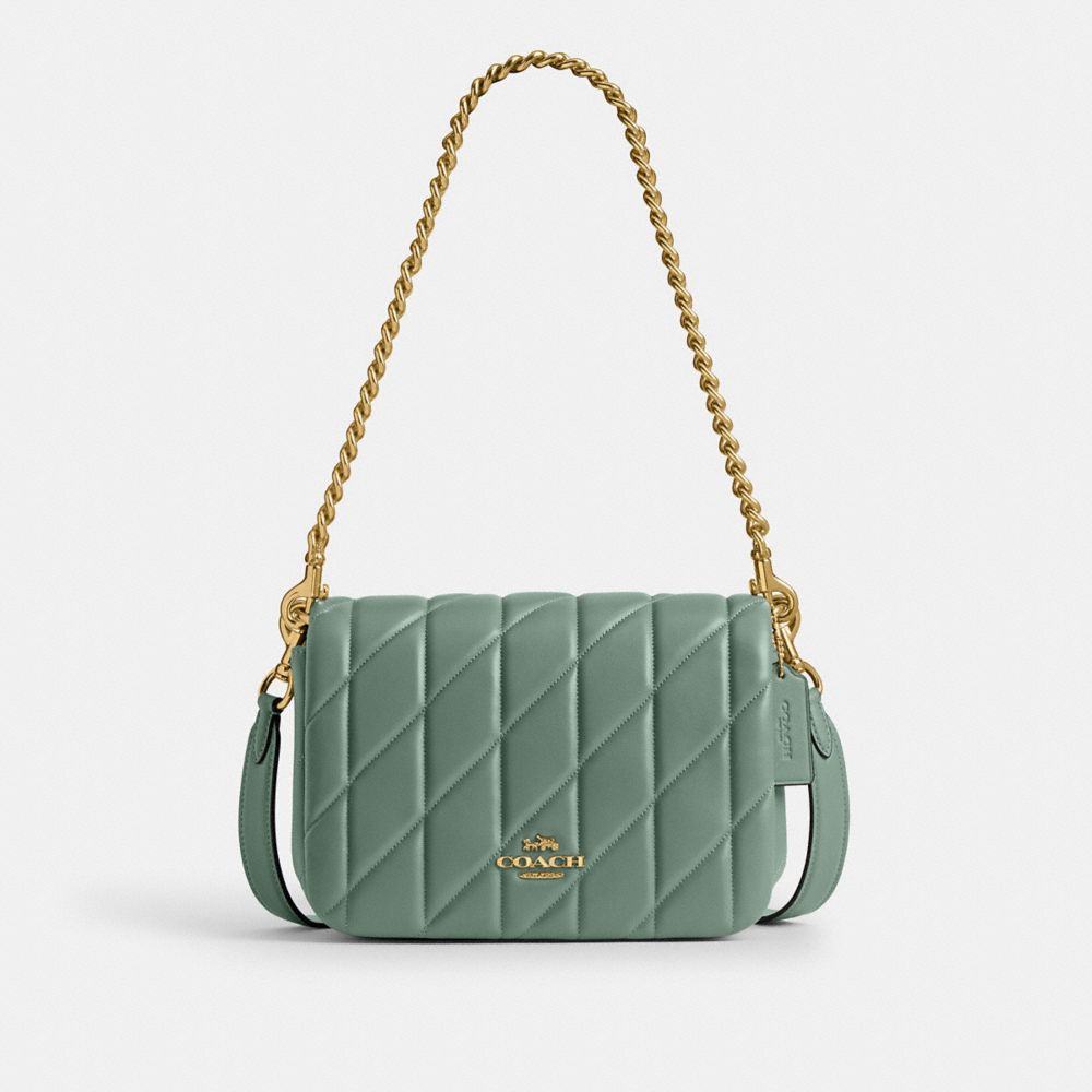 COACH®,Quinn Bag With Quilting,Green,Front View