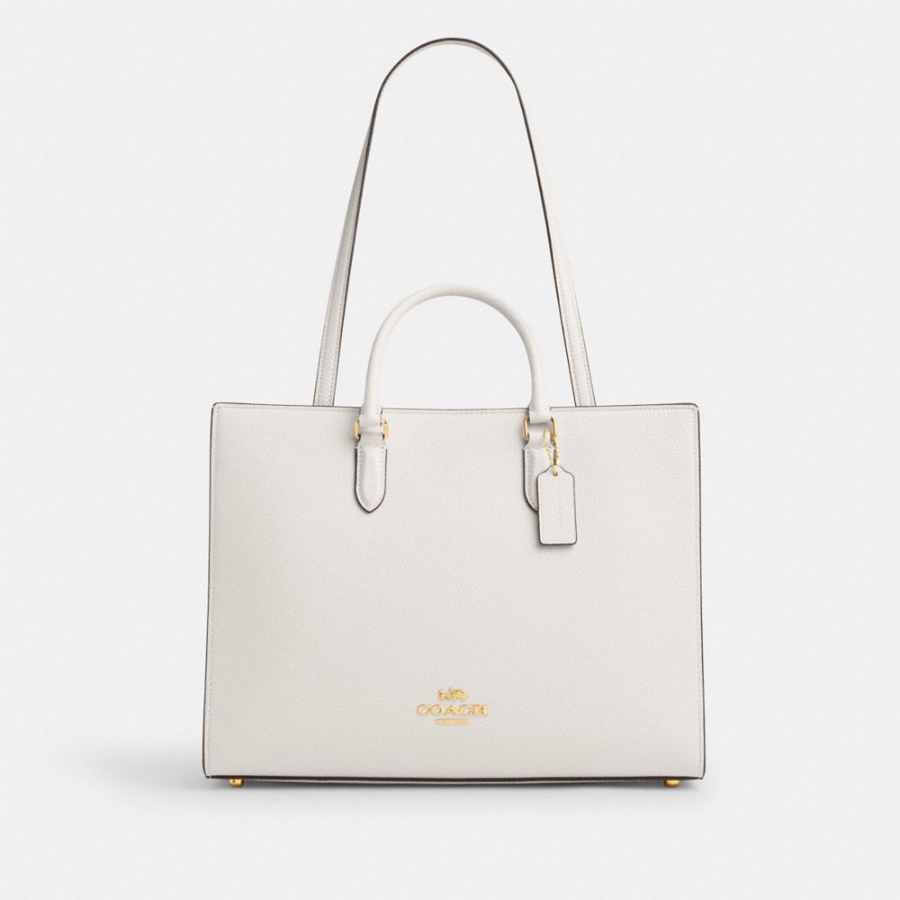 COACH®,CABAS MAGGIE,Cuir galet,Or/Craie,Front View