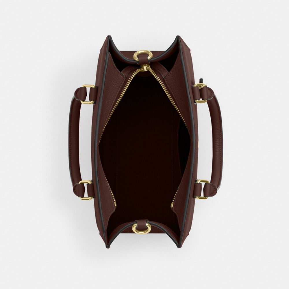 COACH®,Maggie Small Tote Bag,Leather,Satchel,Embossed,Metal,Logo,Work,,Inside View,Top View
