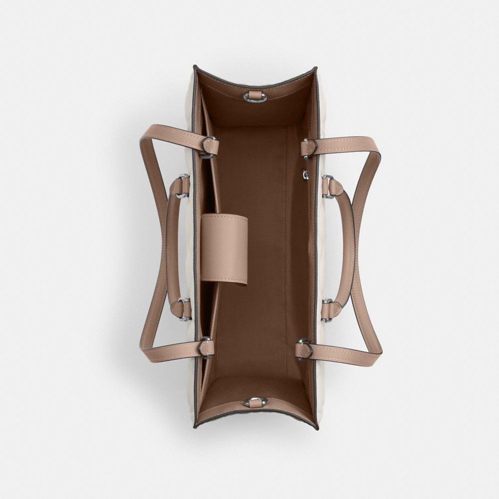 COACH®,Maggie Tote Bag In Blocked Signature Leather,Leather,Tote,Color Block,Casual,White,Inside View,Top View