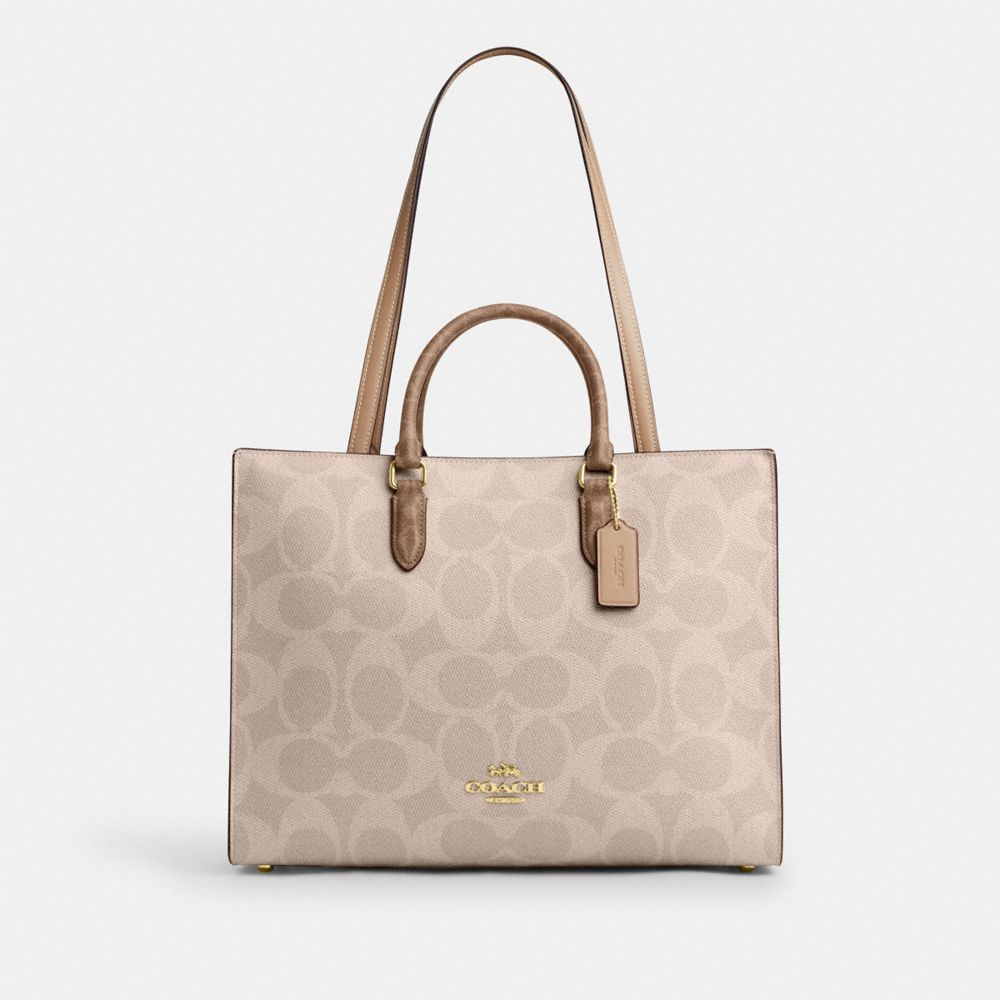 COACH®,Maggie Tote Bag In Blocked Signature Canvas,,Front View