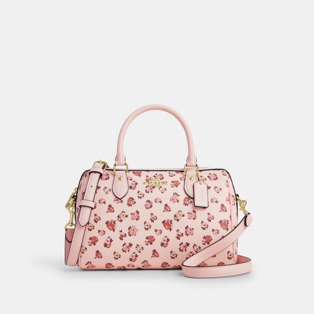 COACH®,Rowan Satchel Bag With Rose Print,,Front View