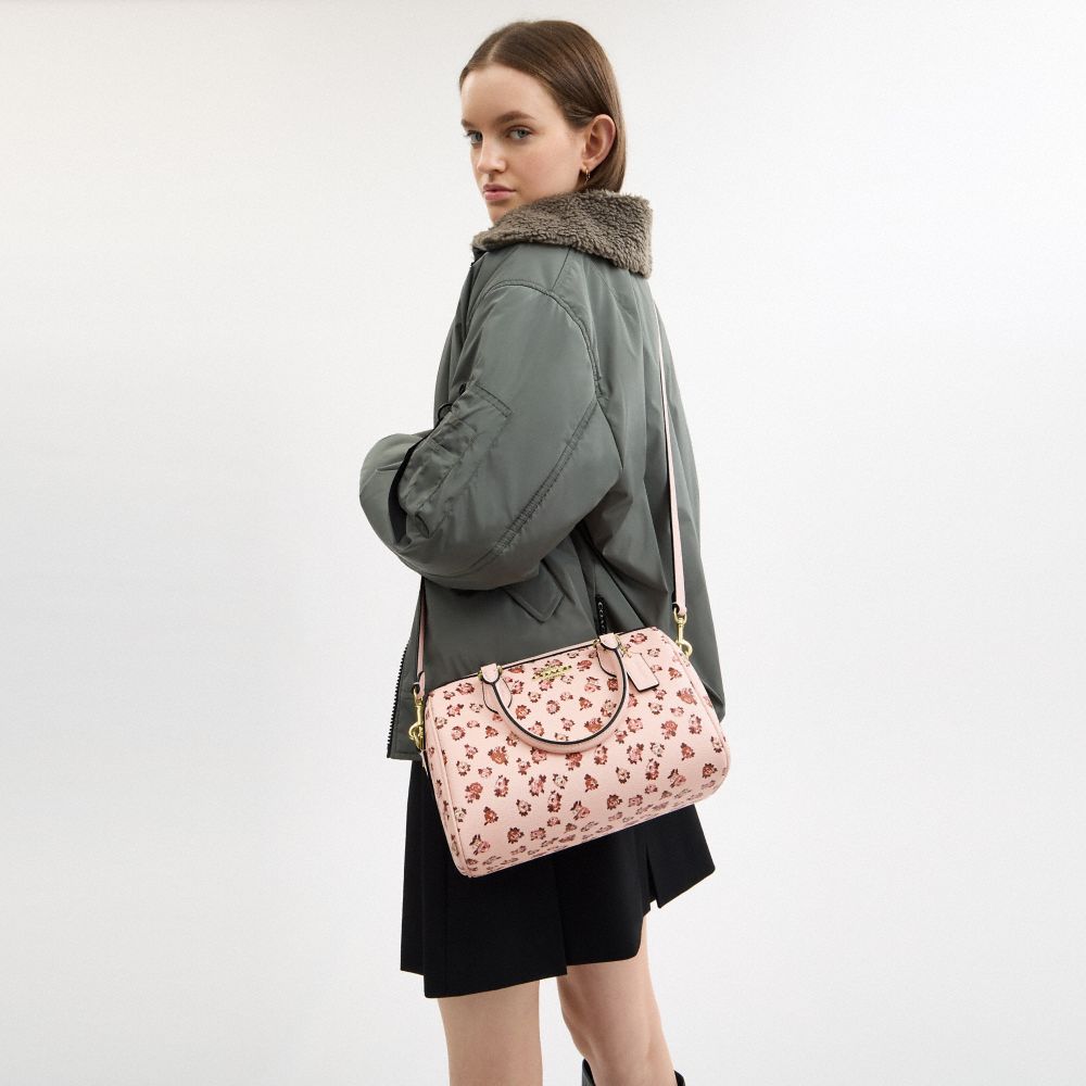 COACH®,Rowan Satchel Bag With Rose Print,,Detail View