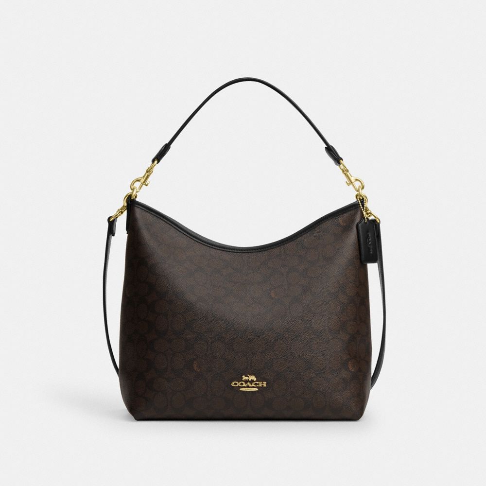 COACH®,Laurel Large Shoulder Bag In Signature Canvas,,Front View