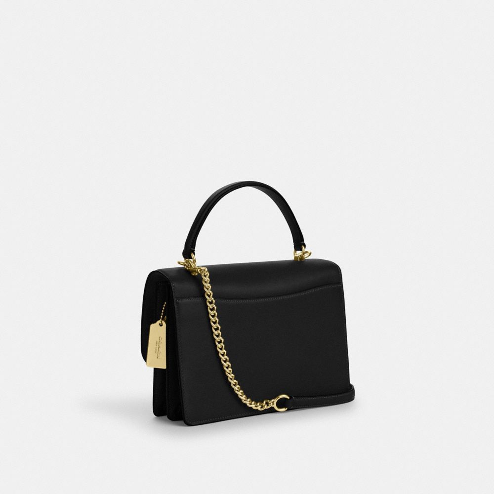 COACH®,Klare Top Handle Bag In Signature Canvas,Canvas,Leather,Satchel,Color Block,Day Party,Work,Black,Angle View