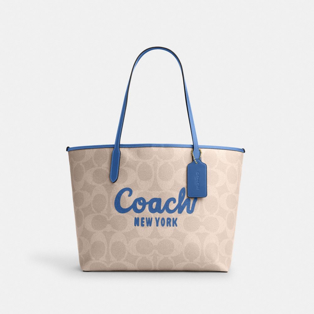 COACH®,シティ トート バッグ・コーチ グラフィック,トートバッグ,ｻﾝﾄﾞ/ﾊﾟｼﾌｨｯｸ ﾌﾞﾗｲﾄ ﾐﾈﾗﾙ