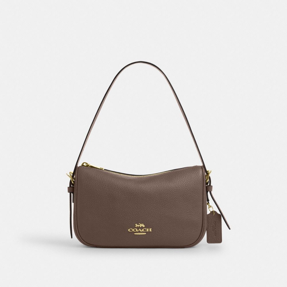 COACH®,Kailey Shoulder Bag,Leather,Shoulder Bag,Embossed,Metal,Logo,Adjustable,Casual,Brown,Front View