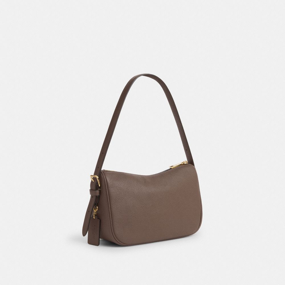 COACH®,Kailey Shoulder Bag,Leather,Shoulder Bag,Embossed,Metal,Logo,Adjustable,Casual,Brown,Angle View