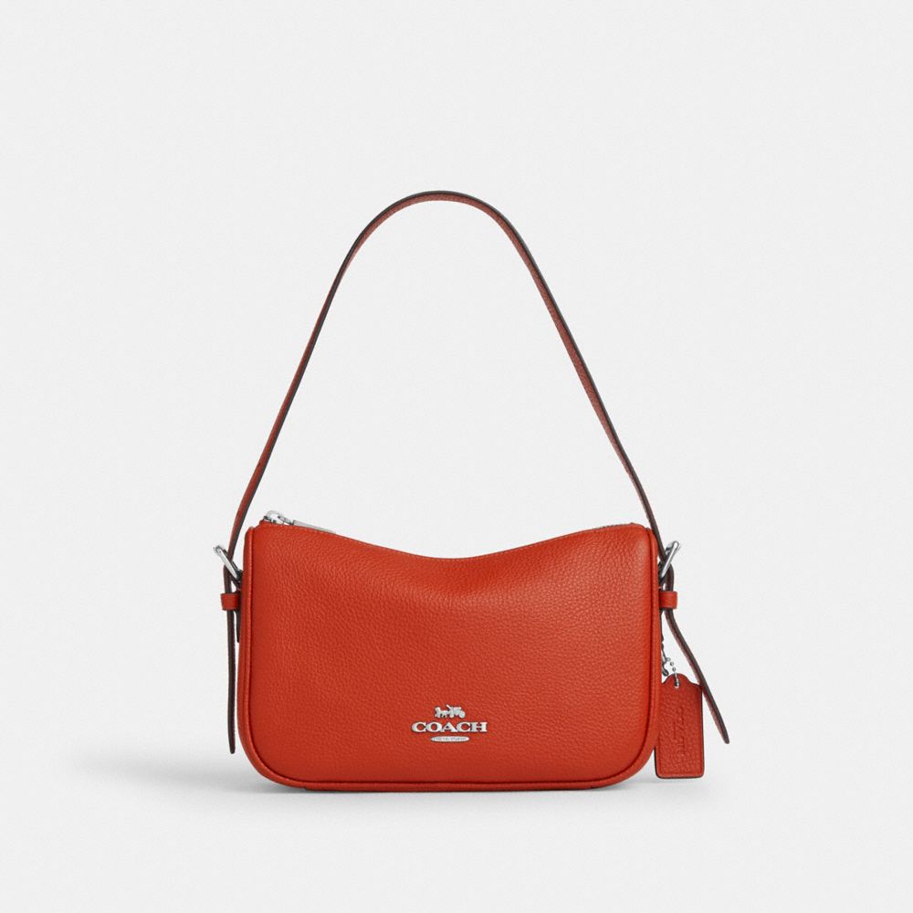 COACH®,Kailey Shoulder Bag,Leather,Shoulder Bag,Embossed,Metal,Logo,Adjustable,Casual,Burnt Orange,Front View