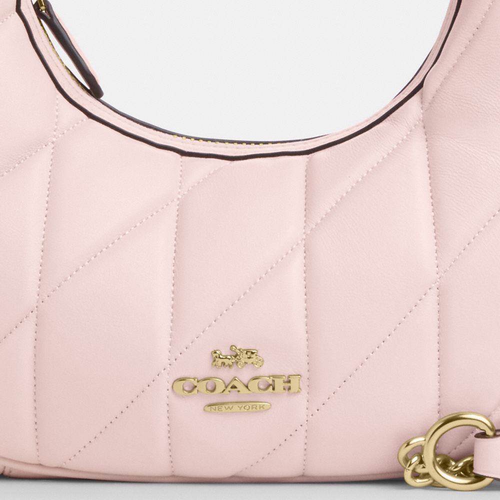 COACH®,Carmen Mini Crossbody Bag With Quilting,Crossbody,Embellished,Metal,Logo,Day Party,Pink