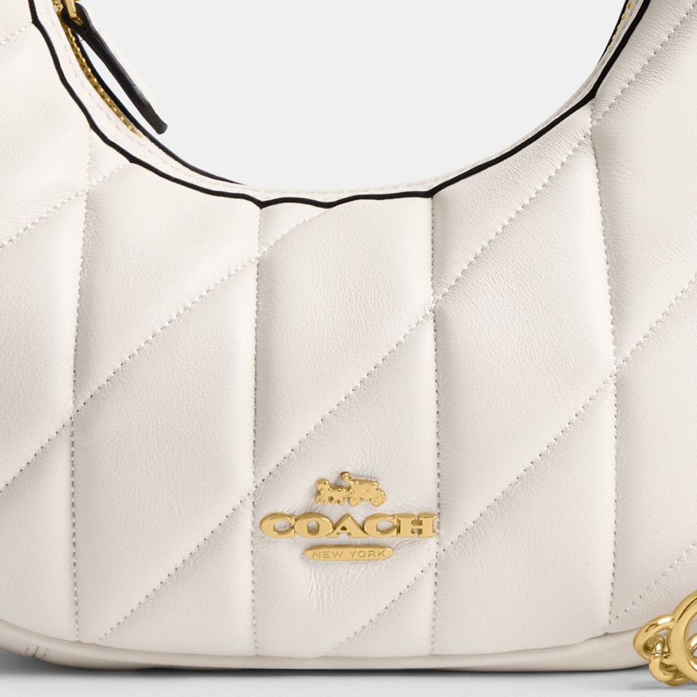 COACH®,Carmen Mini Crossbody Bag With Quilting,Crossbody,Embellished,Metal,Logo,Day Party,White