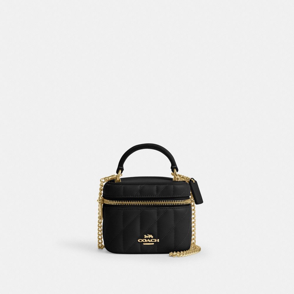 COACH®,Cuir innovant,Doré/Noir,Angle View
