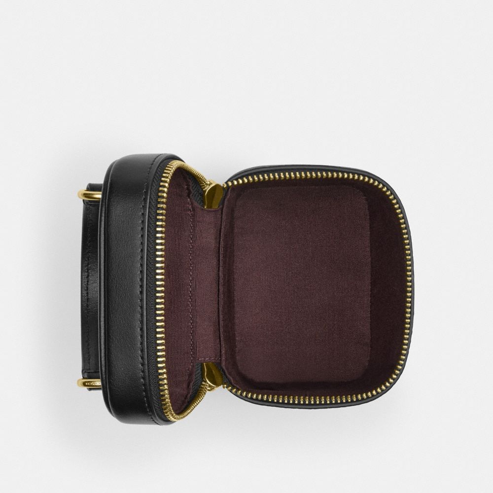 COACH®,Ava Crossbody Bag In Signature Canvas,Canvas,Leather,Crossbody,Color Block,Day Party,Black,Inside View,Top View