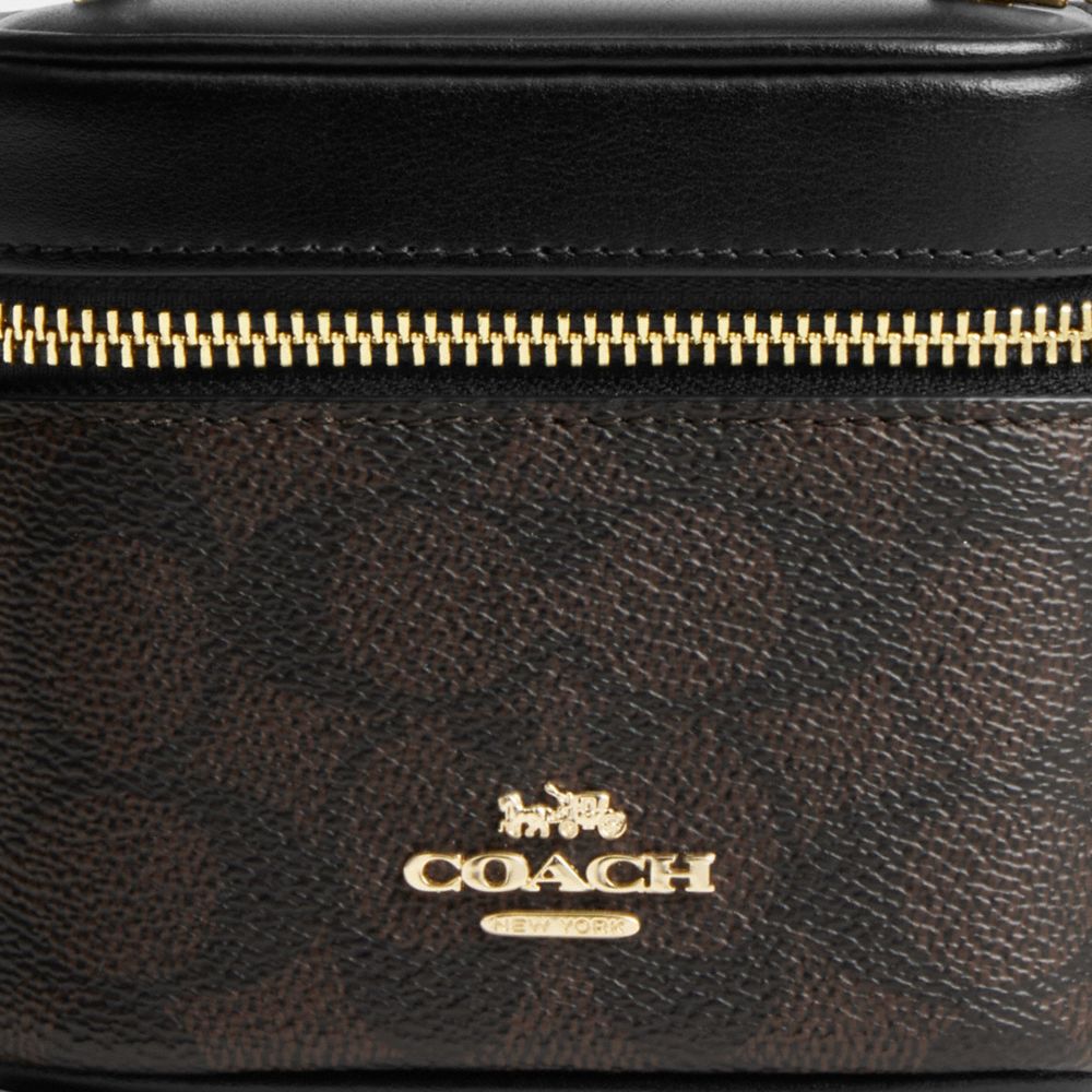 COACH®,Ava Crossbody Bag In Signature Canvas,Canvas,Leather,Crossbody,Color Block,Day Party,Black