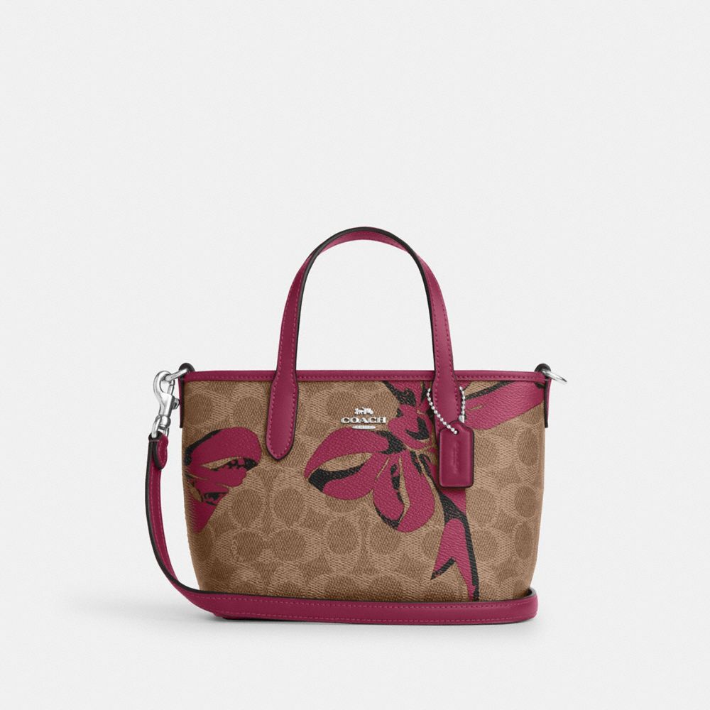 COACH®,City Mini Tote Bag In Signature Canvas With Bow Print,,Front View