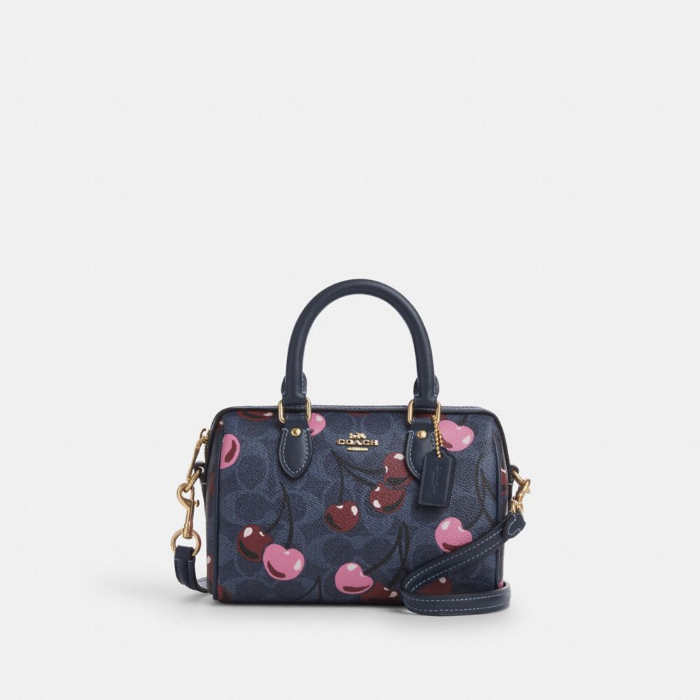 COACH®,Mini Rowan Crossbody Bag In Signature Canvas With Cherry Print,,Front View