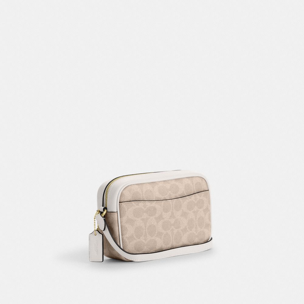 COACH®,Mini Jamie Camera Bag In Signature Canvas,Canvas,Camera Bag,Adjustable,Casual,Beige,Angle View