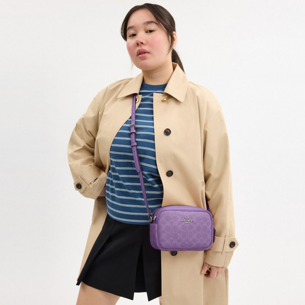 COACH®,Mini Jamie Camera Bag In Signature Canvas,Canvas,Camera Bag,Adjustable,Casual,