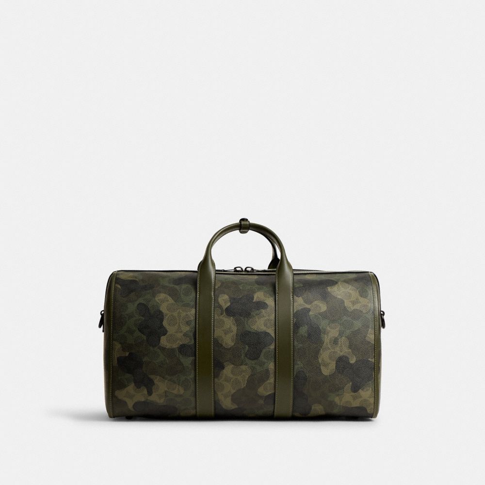COACH®,Gotham Duffle Bag 45 In Signature Camo Print,Canvas,Leather,Duffle Bag,Logo,Multi Color,Back View