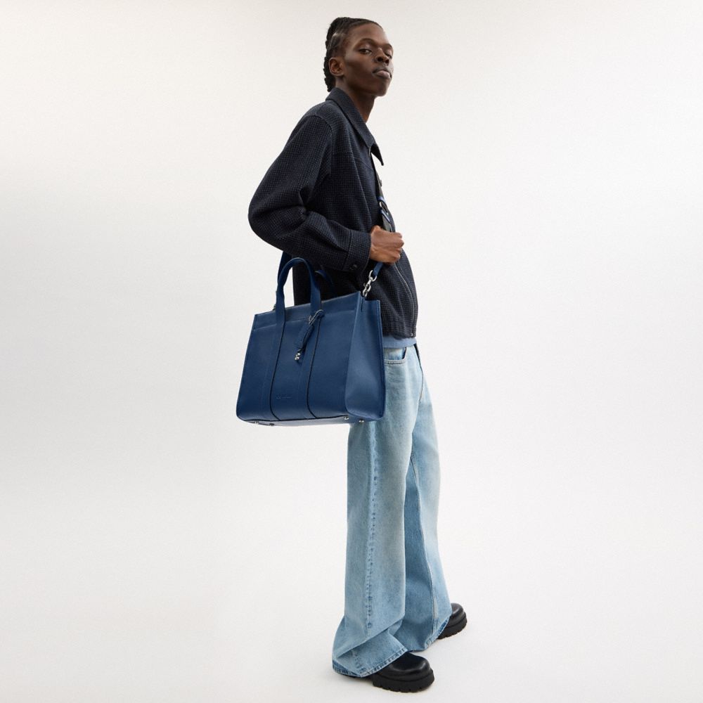 COACH®,Wesley Tote,Tote,Metal,Logo,Embossed,Casual,Work,Navy,Detail View