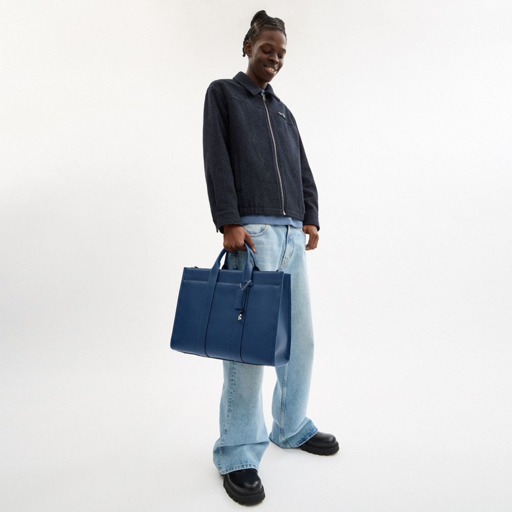 COACH®,Wesley Tote,Tote,Metal,Logo,Embossed,Casual,Work,Navy,Detail View
