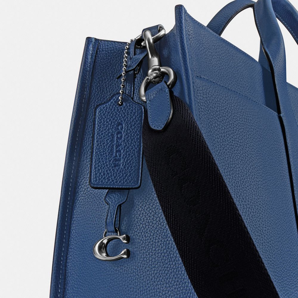 COACH®,Wesley Tote,Tote,Metal,Logo,Embossed,Casual,Work,Navy,Closer View