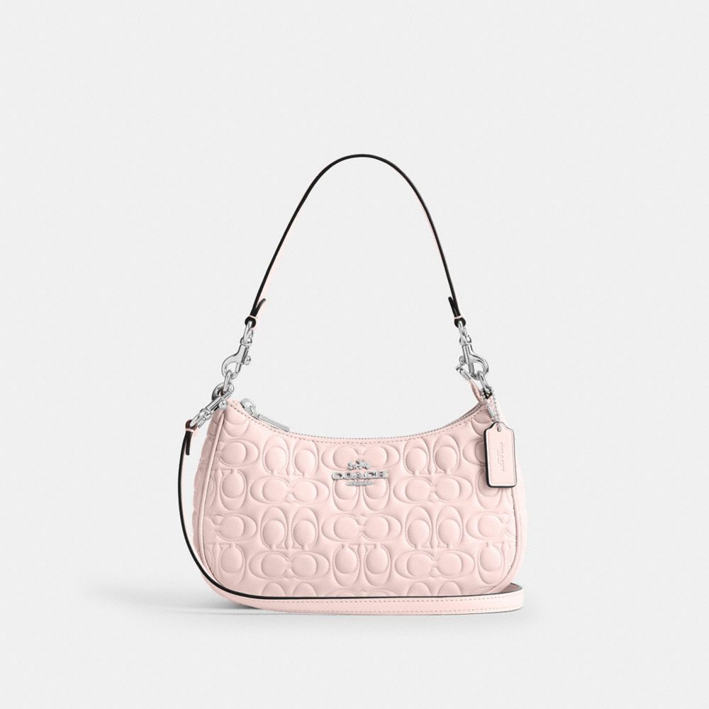 COACH®,Teri Shoulder Bag In Signature Leather,Pink,Front View image number 0