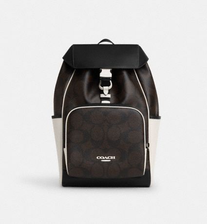 Racer Backpack In Blocked Signature Canvas