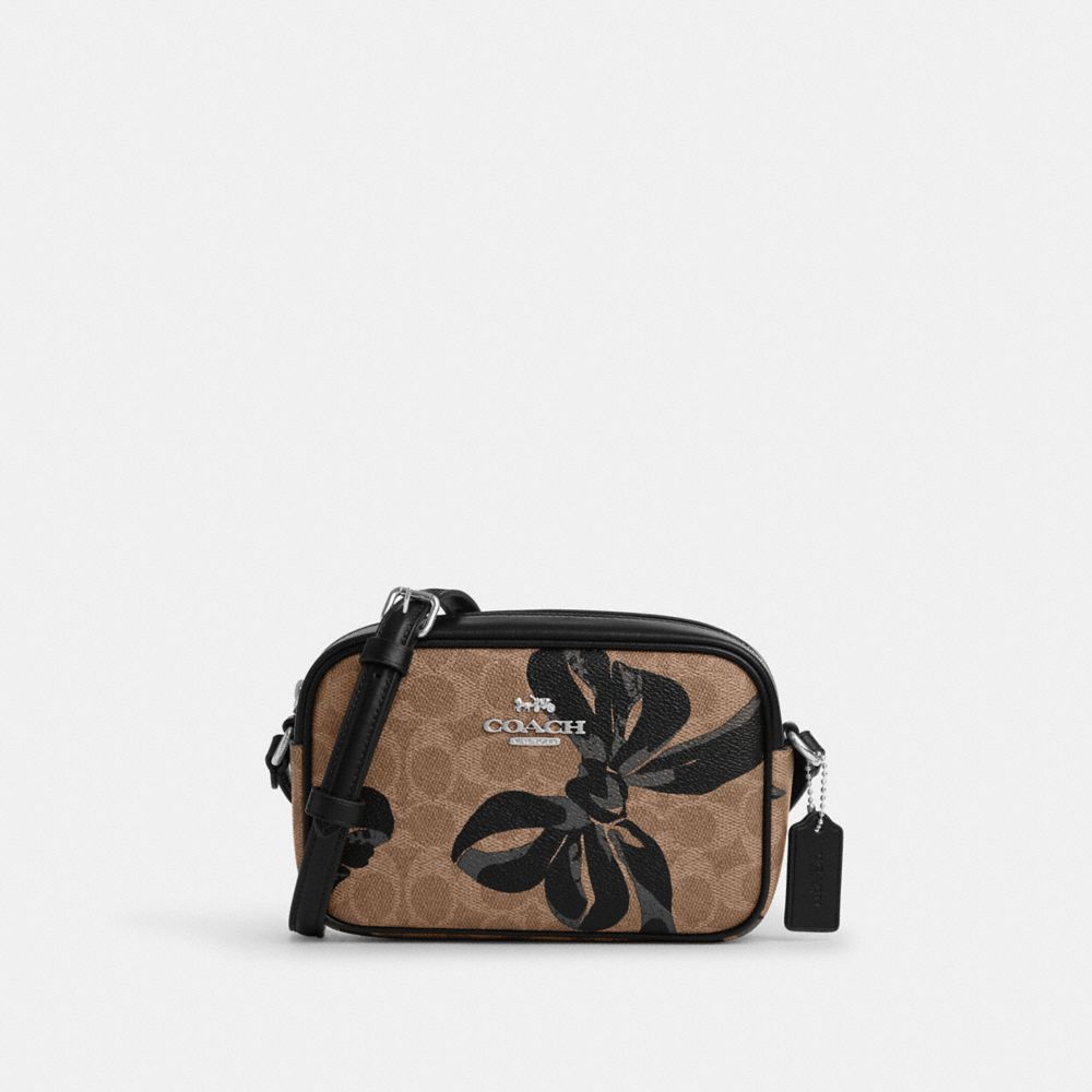 COACH®,Mini Jamie Camera Bag In Signature Canvas With Bow Print,,Front View