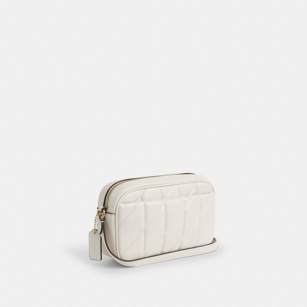 COACH®,Mini Jamie Camera Bag With Quilting,Camera Bag,Embossed,Metal,Logo,Adjustable,Casual,White,Angle View