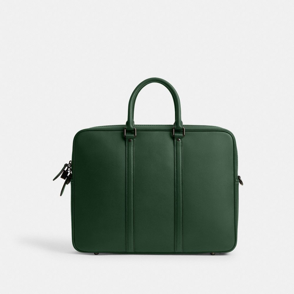 COACH®,Metropolitan Workbag,Leather,Briefcase,Embossed,Logo,Work,Emerald,Back View