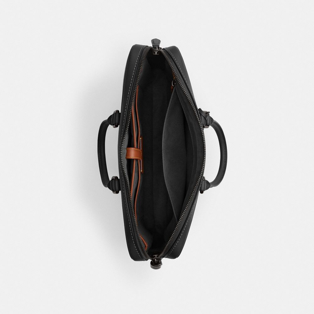 COACH®,Metropolitan Workbag,Leather,Briefcase,Embossed,Logo,Work,Black,Inside View,Top View