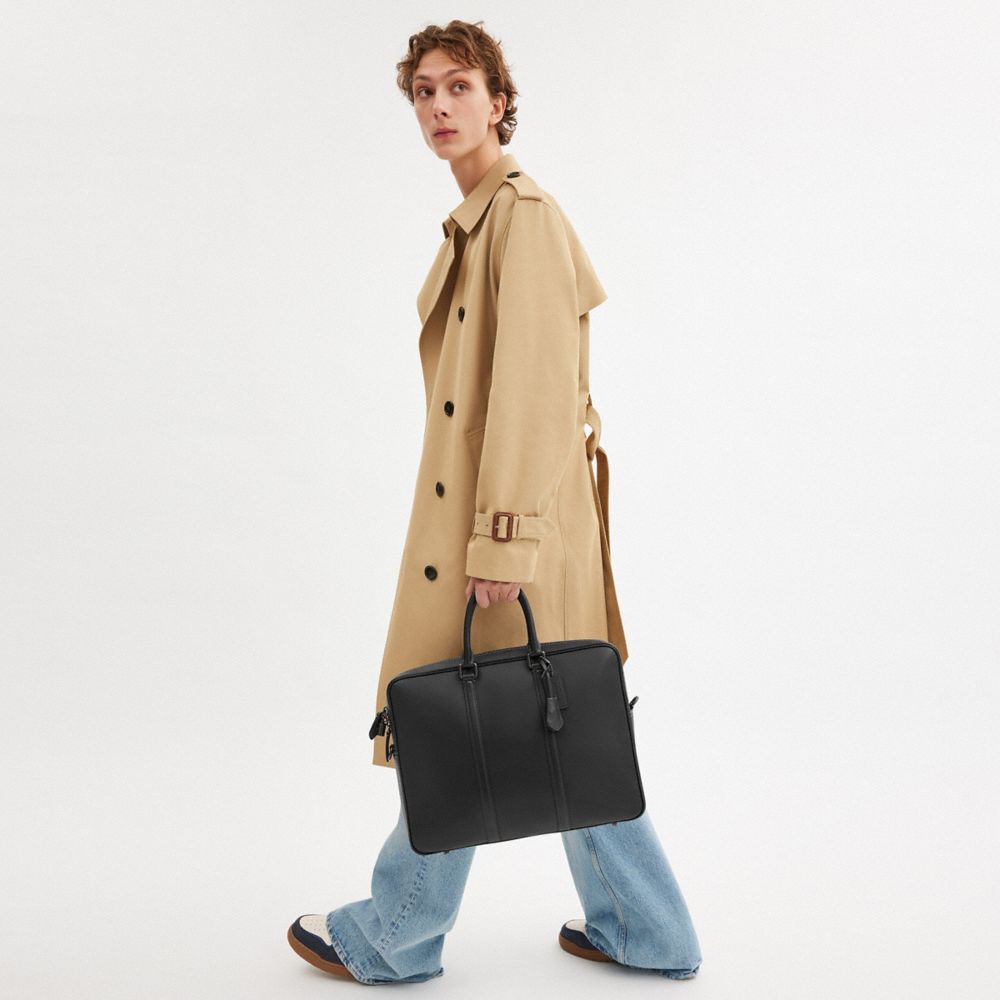 COACH®,Metropolitan Workbag,Leather,Briefcase,Embossed,Logo,Work,Black,Detail View