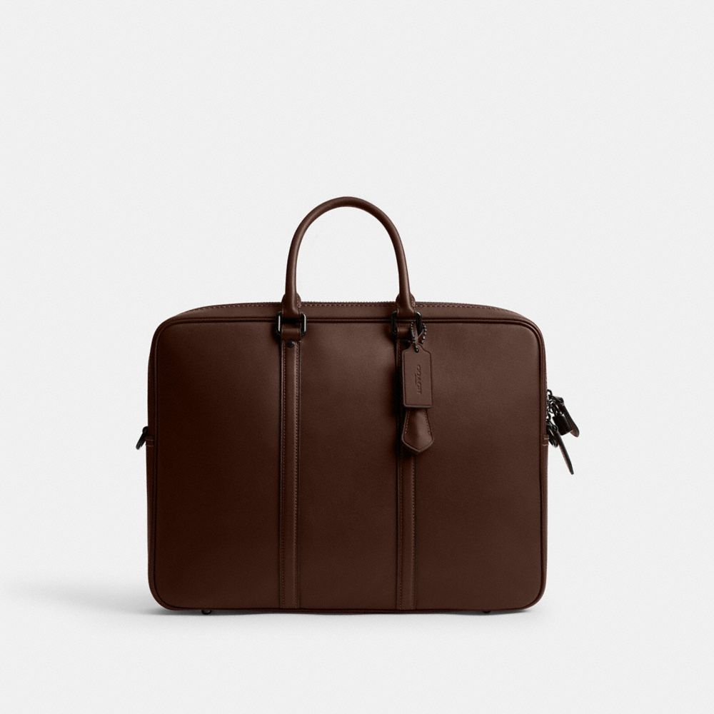 COACH®,Metropolitan Workbag,Leather,Briefcase,Embossed,Logo,Work,Brown,Front View