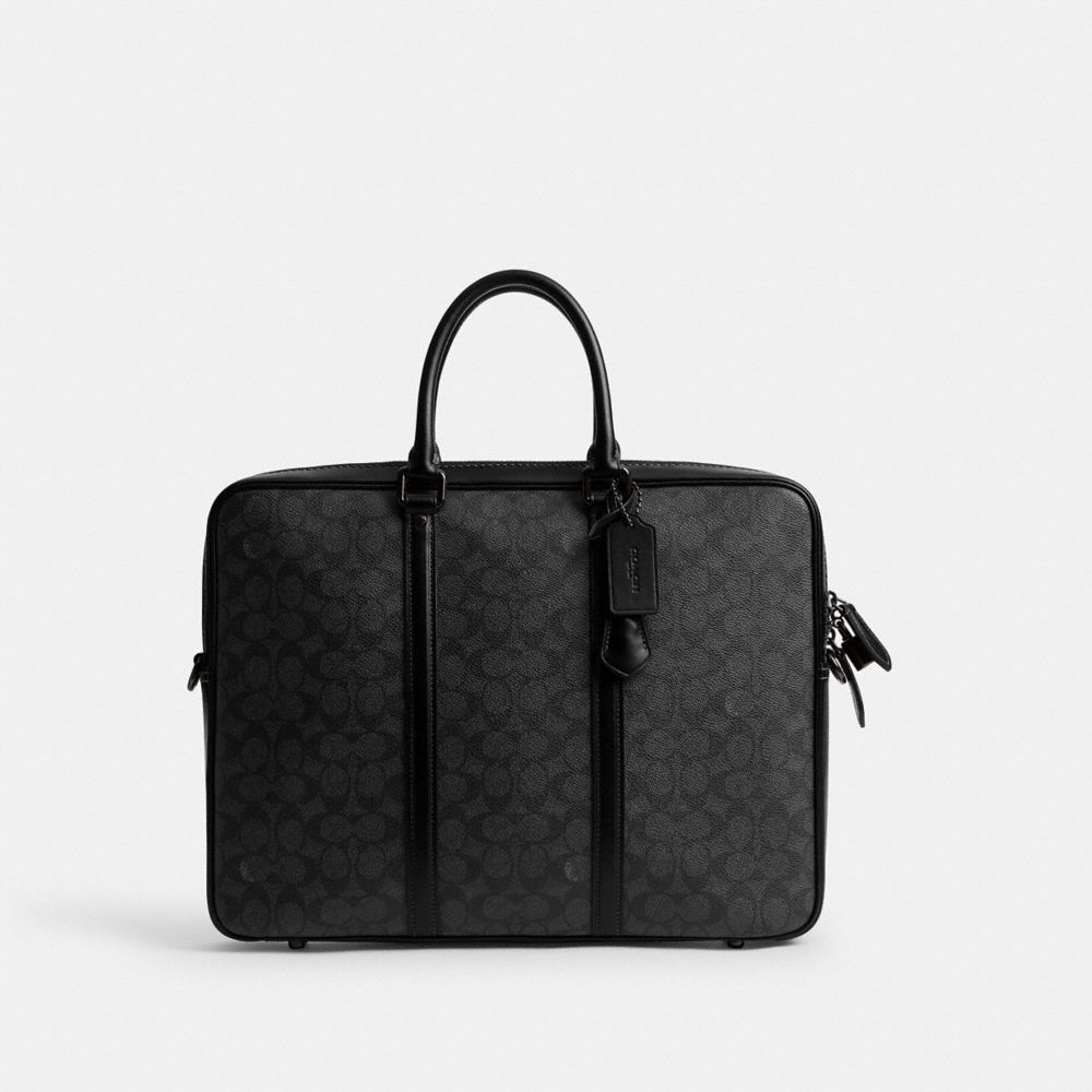 Coach Metropolitan Workbag In Signature Canvas In Charcoal
