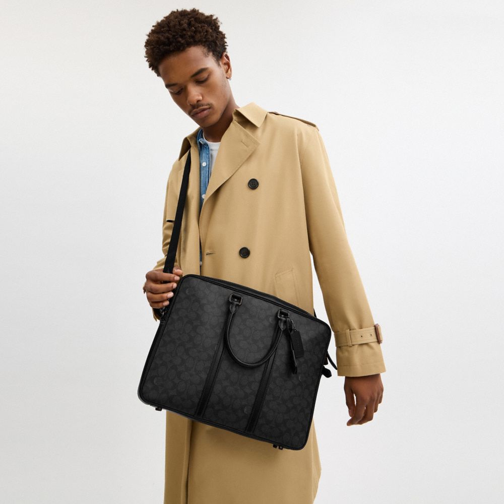 Coach Metropolitan Workbag In Signature Canvas In Charcoal