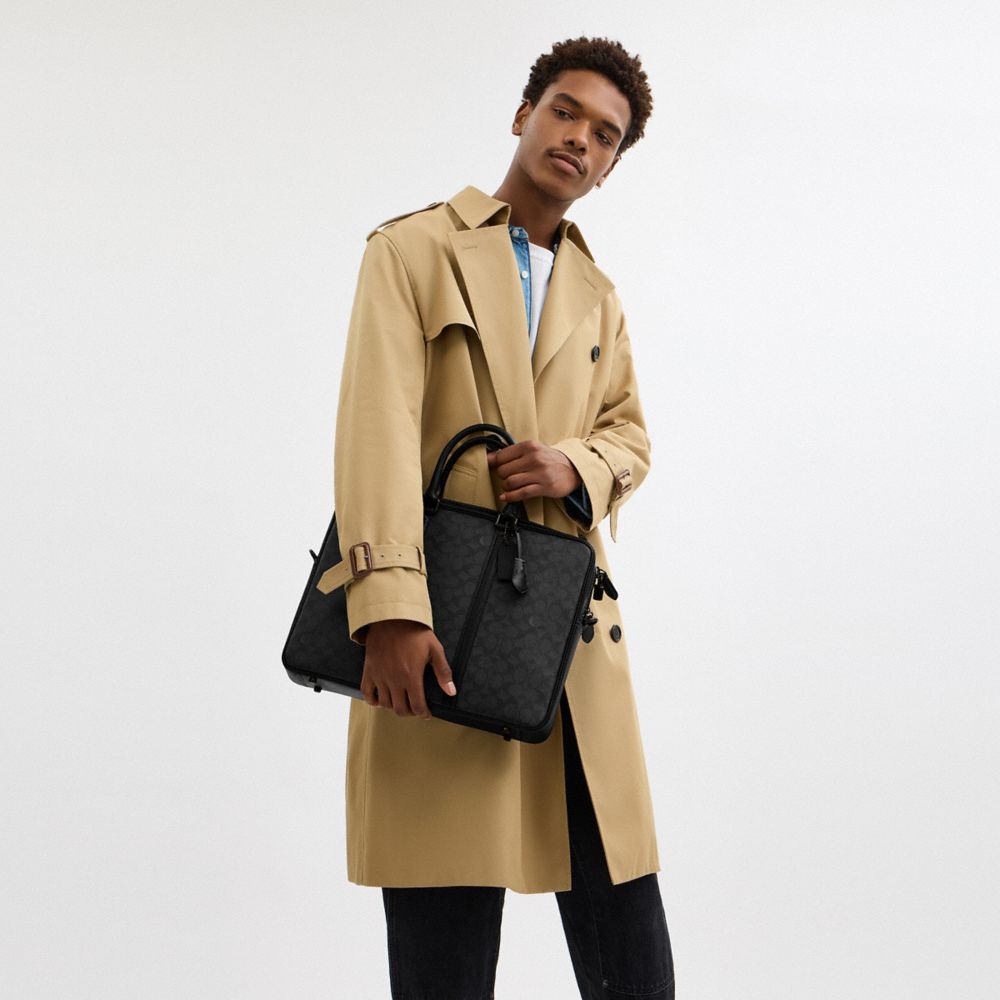 Coach Metropolitan Workbag In Signature Canvas In Charcoal