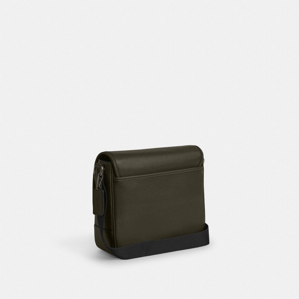 COACH®,Sprint Map Bag 25,Calfskin Leather,Crossbody,Applique,Logo,Adjustable,Casual,Black,Angle View