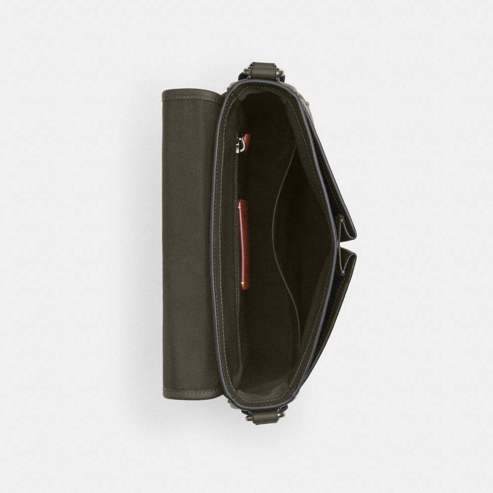 COACH®,Sprint Map Bag 25,Calfskin Leather,Crossbody,Logo,Applique,Adjustable,Casual,Black,Inside View,Top View