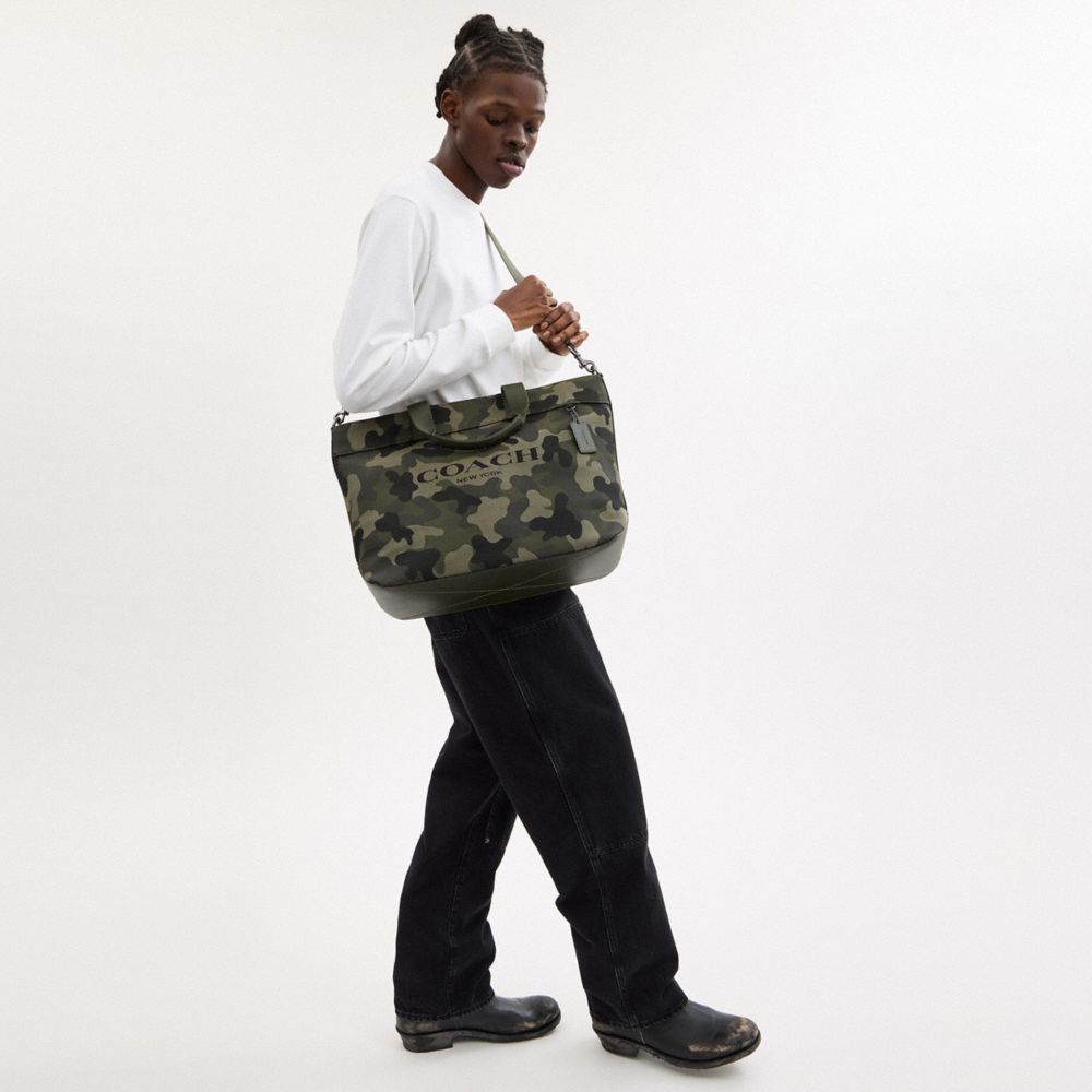 COACH®,Tote Bag 38 With Camo Print,Canvas,Leather,Tote,Casual,Multi Color,Detail View