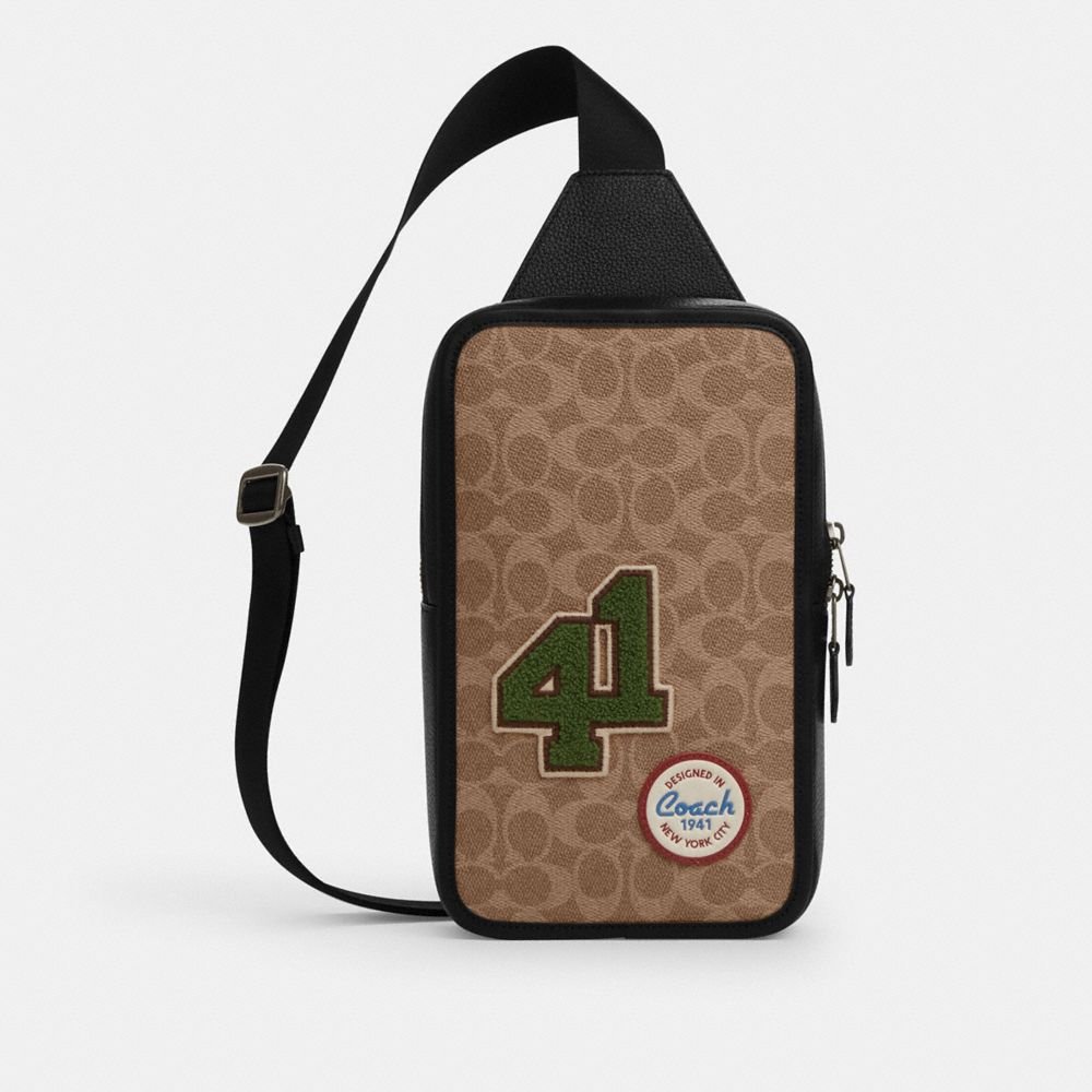 COACH®,Sullivan Pack In Signature Canvas With Patches,,Front View