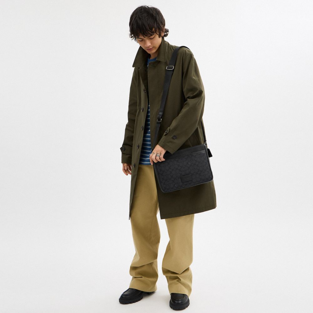 COACH®,District Crossbody Bag In Signature Canvas,Calfskin Leather,Canvas,Crossbody,Color Block,Adjustable,Casual,,Detail View