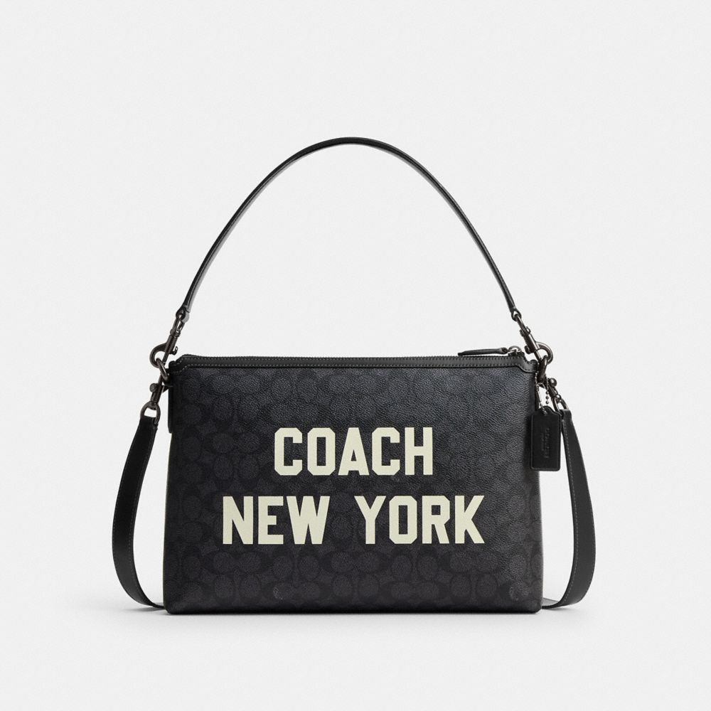 COACH®,リレー ポーチ・シグネチャー キャンバス・コーチ グラフィック,メッセンジャー&ボディバッグ,ﾁｬｺｰﾙ ﾏﾙﾁ