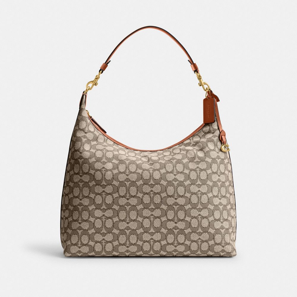 Messing Kakao polierter Bernstein Juliet Schultertasche 38 aus Signature Textil Jacquard