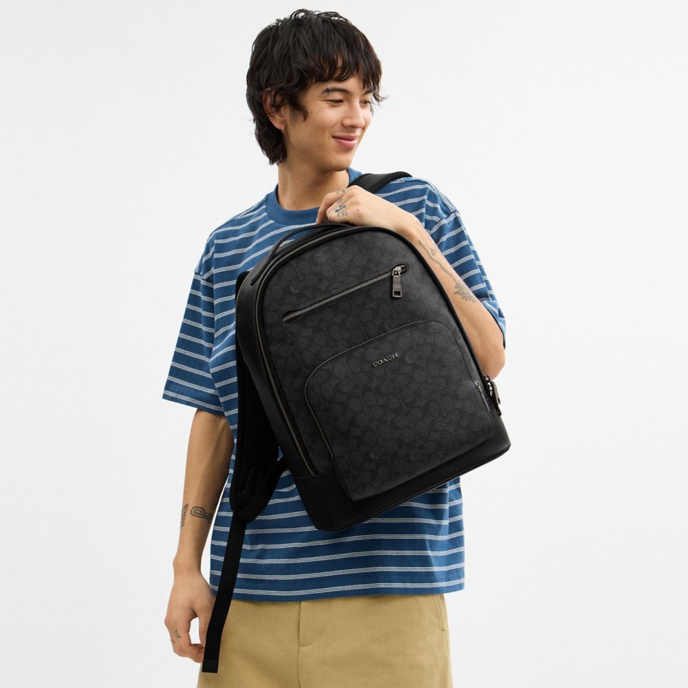 COACH®,SAC À DOS ETHAN EN TOILE EXCLUSIVE,Toile exclusive,Bronze industriel/Anthracite/Noir,Detail View