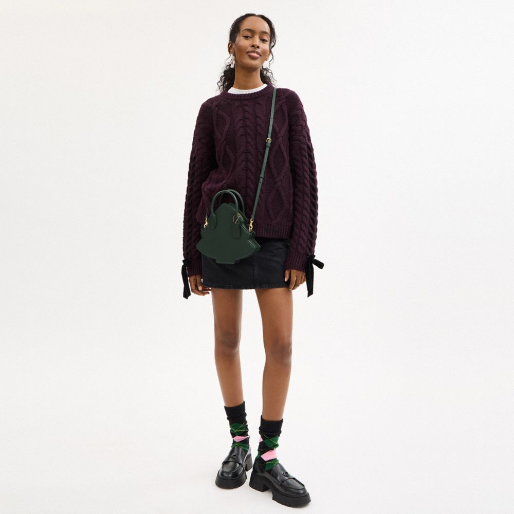 COACH®,Tree Bag In Regenerative Leather,Leather,Crossbody,3D Embellishment,Sustainable,Brass,Casual,Emerald