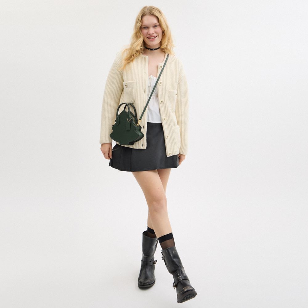 COACH®,Tree Bag In Regenerative Leather,Leather,Crossbody,3D Embellishment,Sustainable,Brass,Casual,Emerald