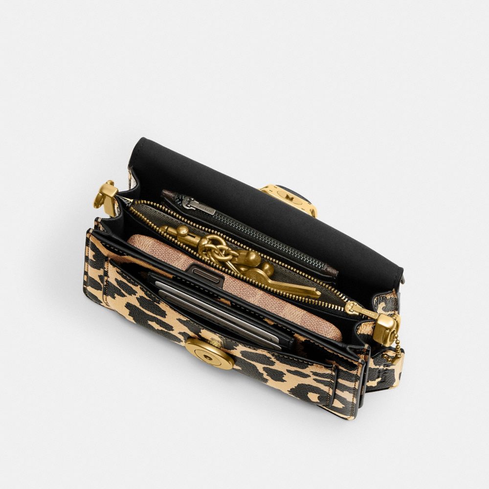COACH®,Tabby Shoulder Bag 20 With Leopard Print,Shoulder Bag,Metal,Logo,Brass,Day Party,Multi Color,Inside View,Top View