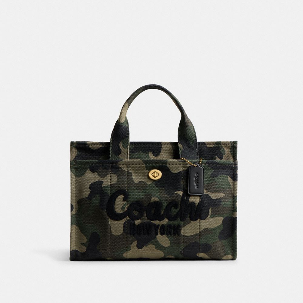 COACH®,CABAS CARGO AVEC IMPRIMÉ CAMOUFLAGE,Laiton/Vert Multi,Front View