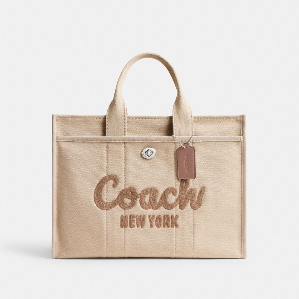 COACH®,Cargo Tote Bag 42,Cotton,Tote,Sustainable,Silver Metal,Casual,,Front View image number 0